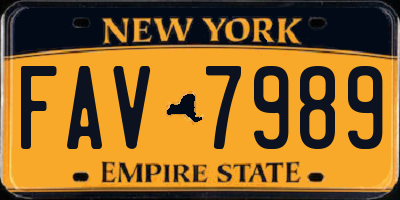 NY license plate FAV7989