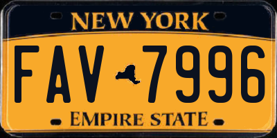 NY license plate FAV7996