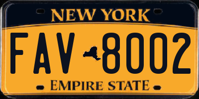 NY license plate FAV8002