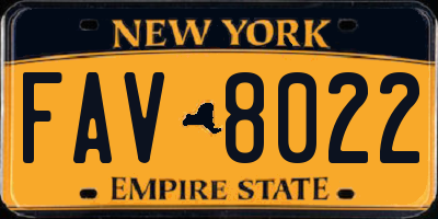 NY license plate FAV8022