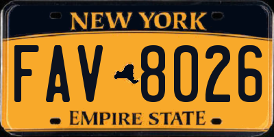 NY license plate FAV8026