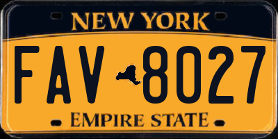 NY license plate FAV8027