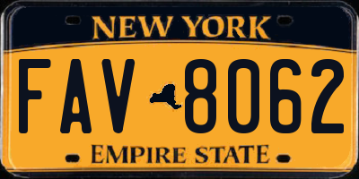 NY license plate FAV8062