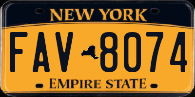 NY license plate FAV8074