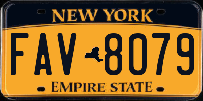 NY license plate FAV8079
