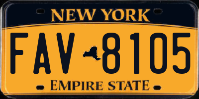 NY license plate FAV8105