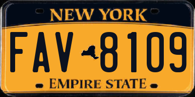 NY license plate FAV8109