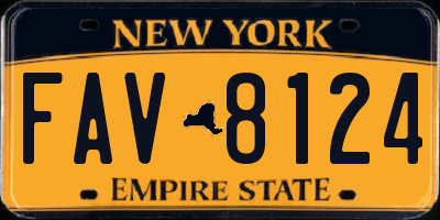 NY license plate FAV8124