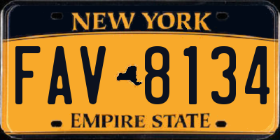 NY license plate FAV8134