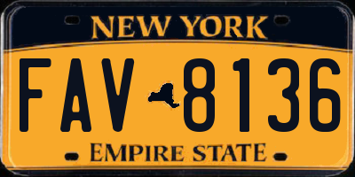 NY license plate FAV8136