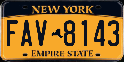 NY license plate FAV8143