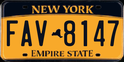 NY license plate FAV8147