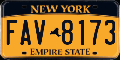 NY license plate FAV8173