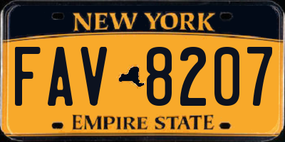 NY license plate FAV8207