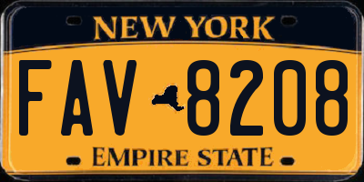 NY license plate FAV8208