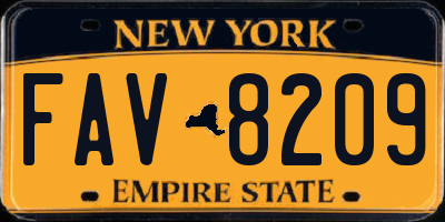 NY license plate FAV8209