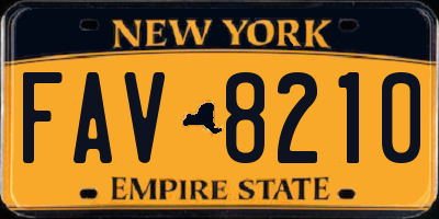 NY license plate FAV8210