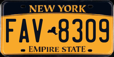 NY license plate FAV8309