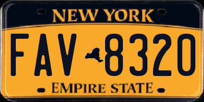 NY license plate FAV8320