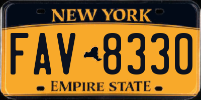 NY license plate FAV8330