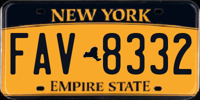 NY license plate FAV8332