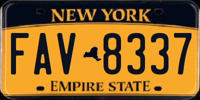 NY license plate FAV8337