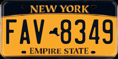 NY license plate FAV8349