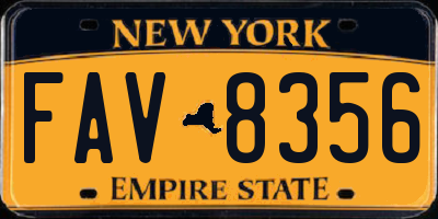 NY license plate FAV8356