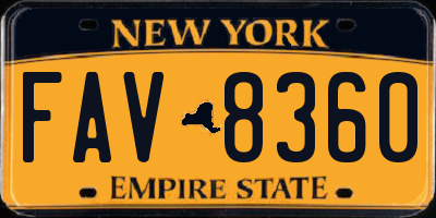 NY license plate FAV8360