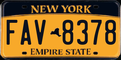 NY license plate FAV8378