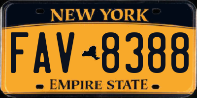 NY license plate FAV8388