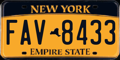 NY license plate FAV8433