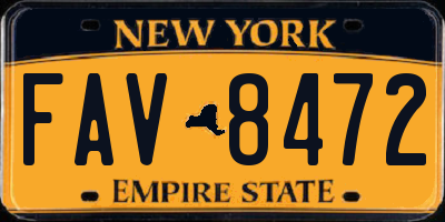 NY license plate FAV8472