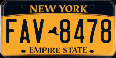 NY license plate FAV8478