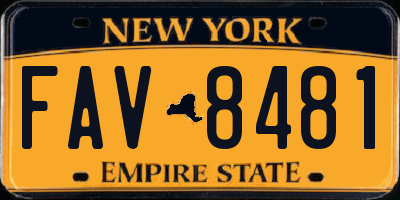 NY license plate FAV8481