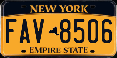 NY license plate FAV8506