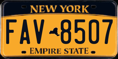 NY license plate FAV8507