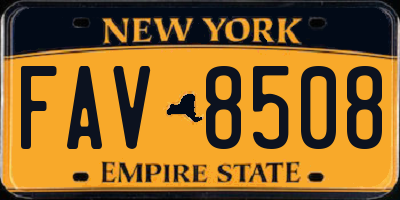 NY license plate FAV8508