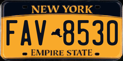 NY license plate FAV8530