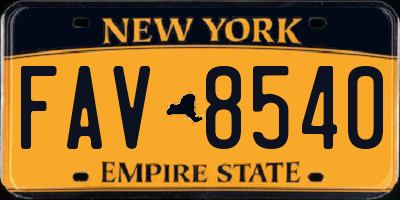 NY license plate FAV8540