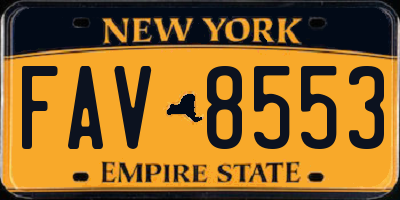 NY license plate FAV8553