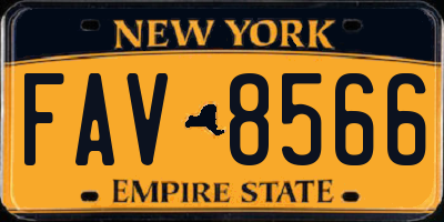 NY license plate FAV8566