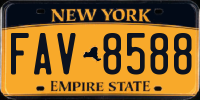 NY license plate FAV8588