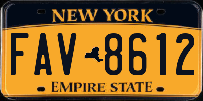 NY license plate FAV8612