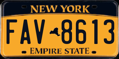 NY license plate FAV8613