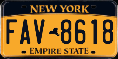 NY license plate FAV8618