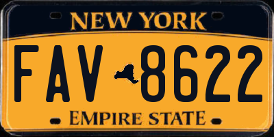 NY license plate FAV8622