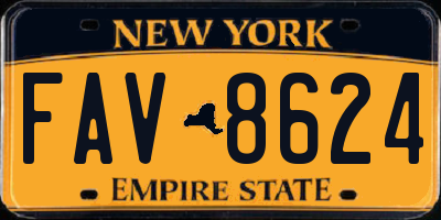 NY license plate FAV8624