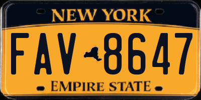 NY license plate FAV8647