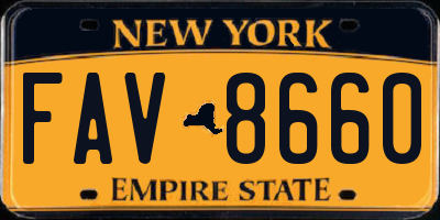 NY license plate FAV8660